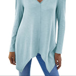 V-Neck Long Sleeve T-Shirt - runwayfashionista.com