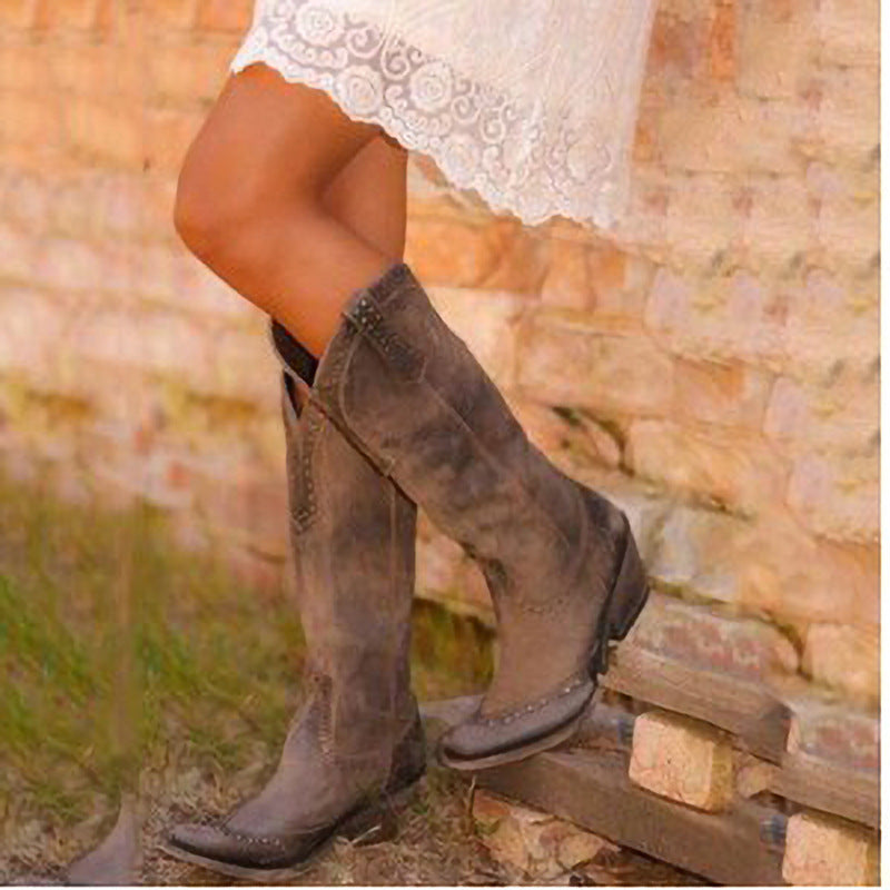 Retro Rivet Long Boots: The Ultimate Autumn/Winter Statement - brown