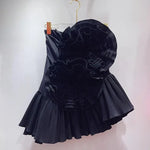 Slash Neck Sleeveless Strapless Party Blouses - black