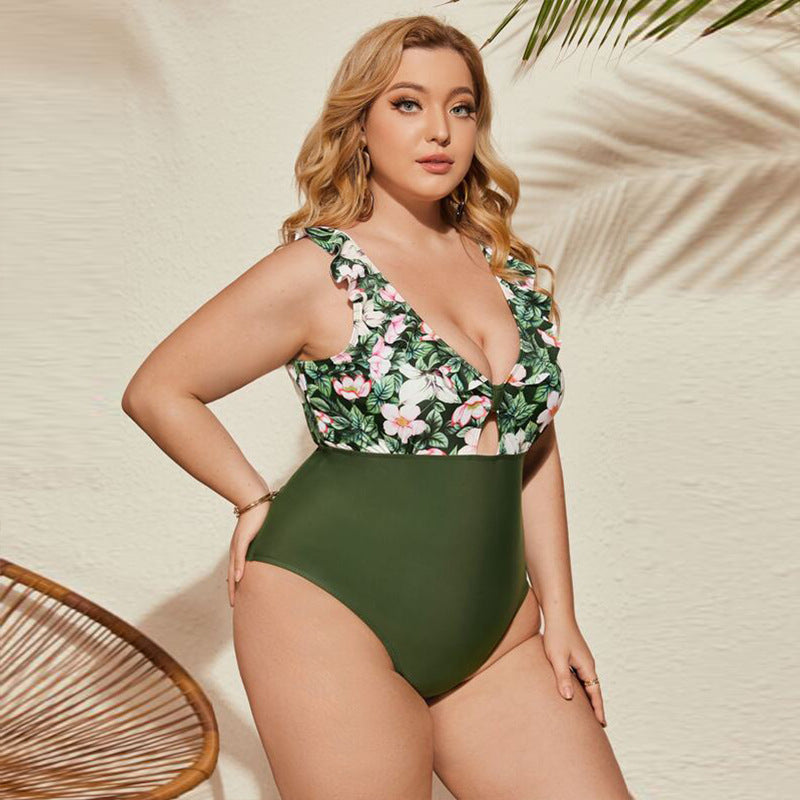 Bloom at the Beach: Plus Size Floral Swimsuit