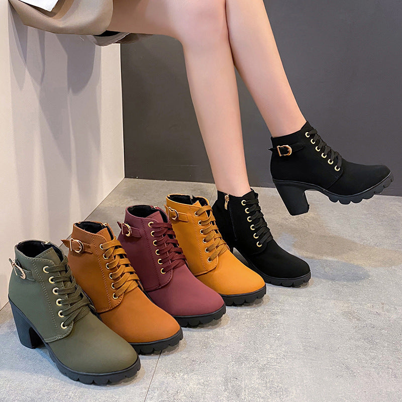 Thick Heels Round Toe Martin Boots