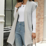 Pocketed Open Front Cap Sleeve Cardigan - runwayfashionista.com