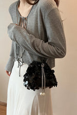 Drawstring Sequin Crossbody Bag - rnwayfashionista.com