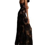 Floral Suspender Slanted Long Dress