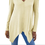 V-Neck Long Sleeve T-Shirt - runwayfashionista.com