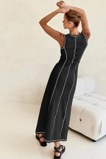 Contrast Stitching Maxi Tank Dress