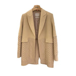 Long Sleeve Patchwork Lace Up Blazer - runwayfashionista.com