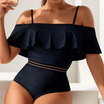 This daring one-piece swimsuit features a flattering high-waist design that enhances your silhouette with confidence and style.