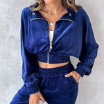 Long Sleeve Cropped Top and Pants Set - runwayfashionista.com