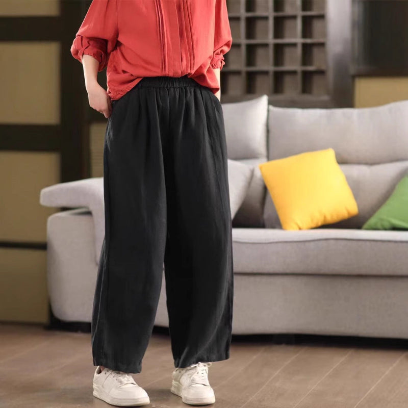 Retro Linen Harem Pants: Tapered & Lined