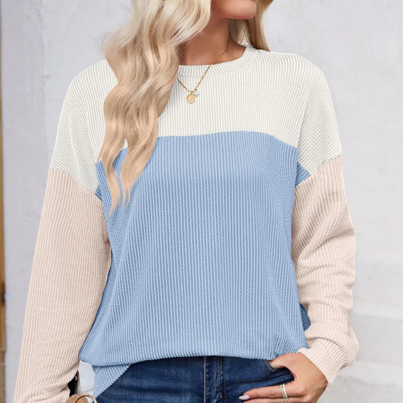 Round Neck Long Sleeve Sweatshirt - Runwayfashionista.com