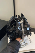 Drawstring Sequin Crossbody Bag - rnwayfashionista.com