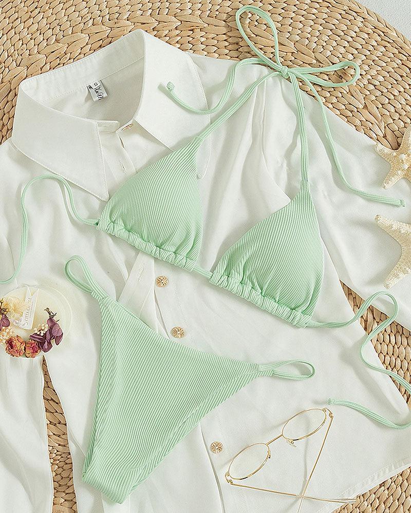 Luxury High-Waist Hanging Neck Tie Bikini