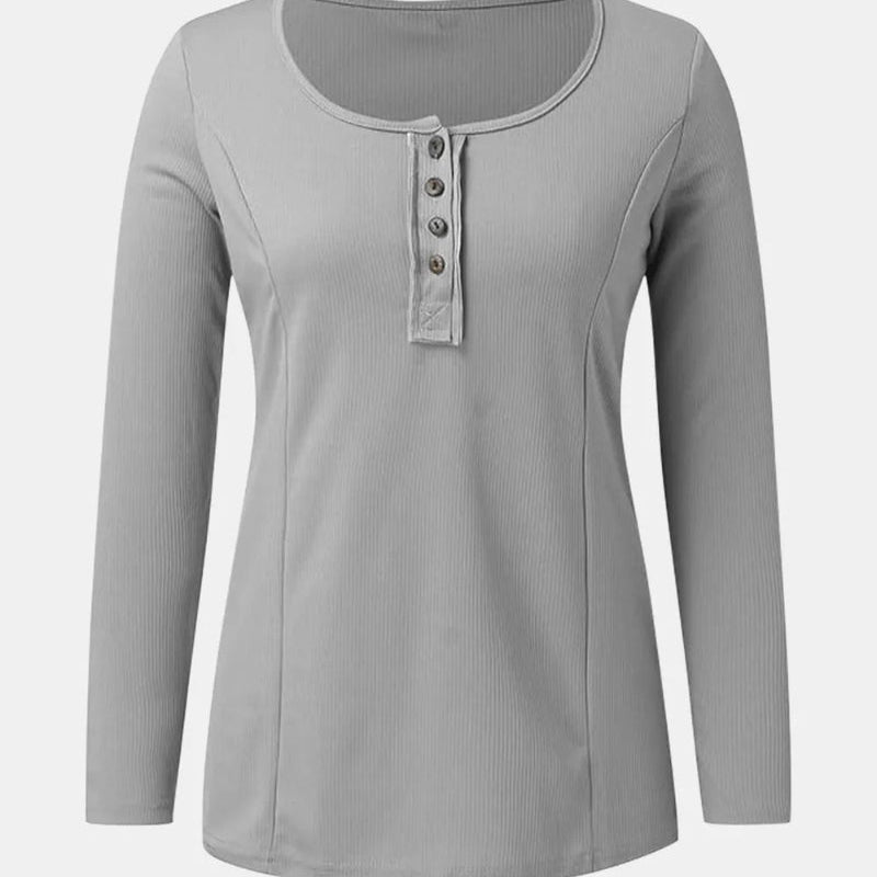 Scoop Neck Long Sleeve T-Shirt -Runwayfashionistta.com