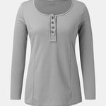 Scoop Neck Long Sleeve T-Shirt -Runwayfashionistta.com