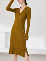 Waist-skimming Sweater Midi Dress - runwayfashionista.com