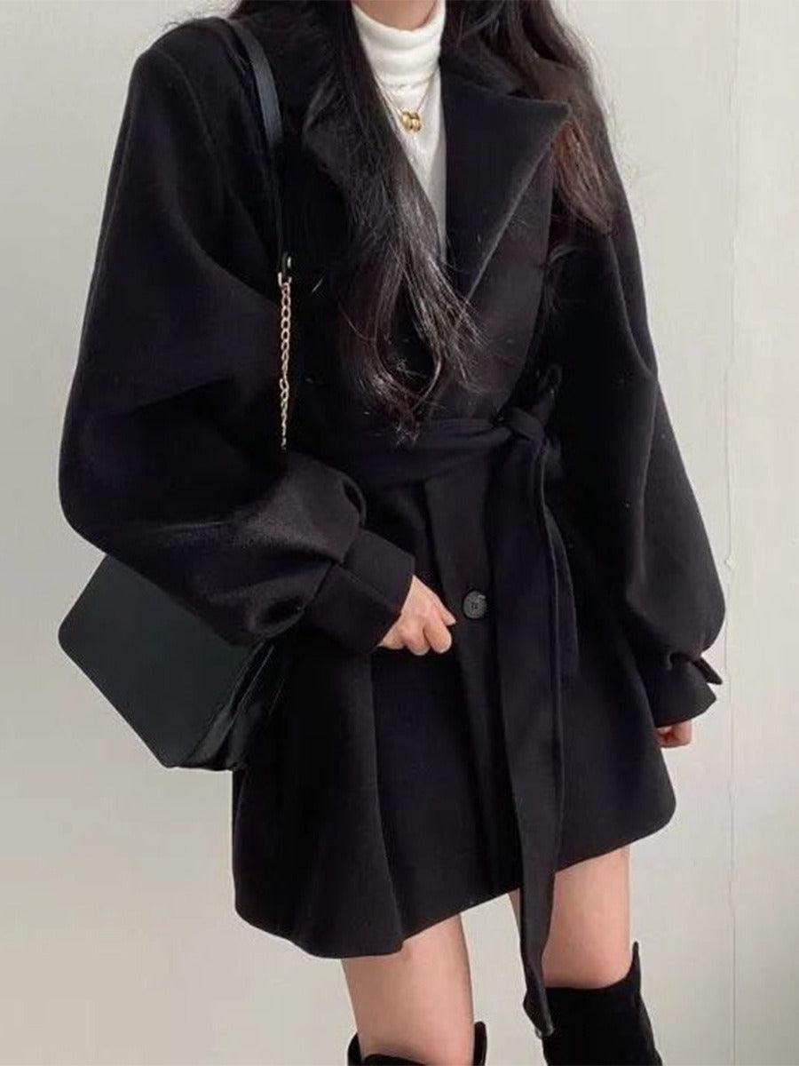 Stylish Waistband Woollen Coat - runwayfashionista.com