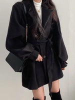 Stylish Waistband Woollen Coat - runwayfashionista.com