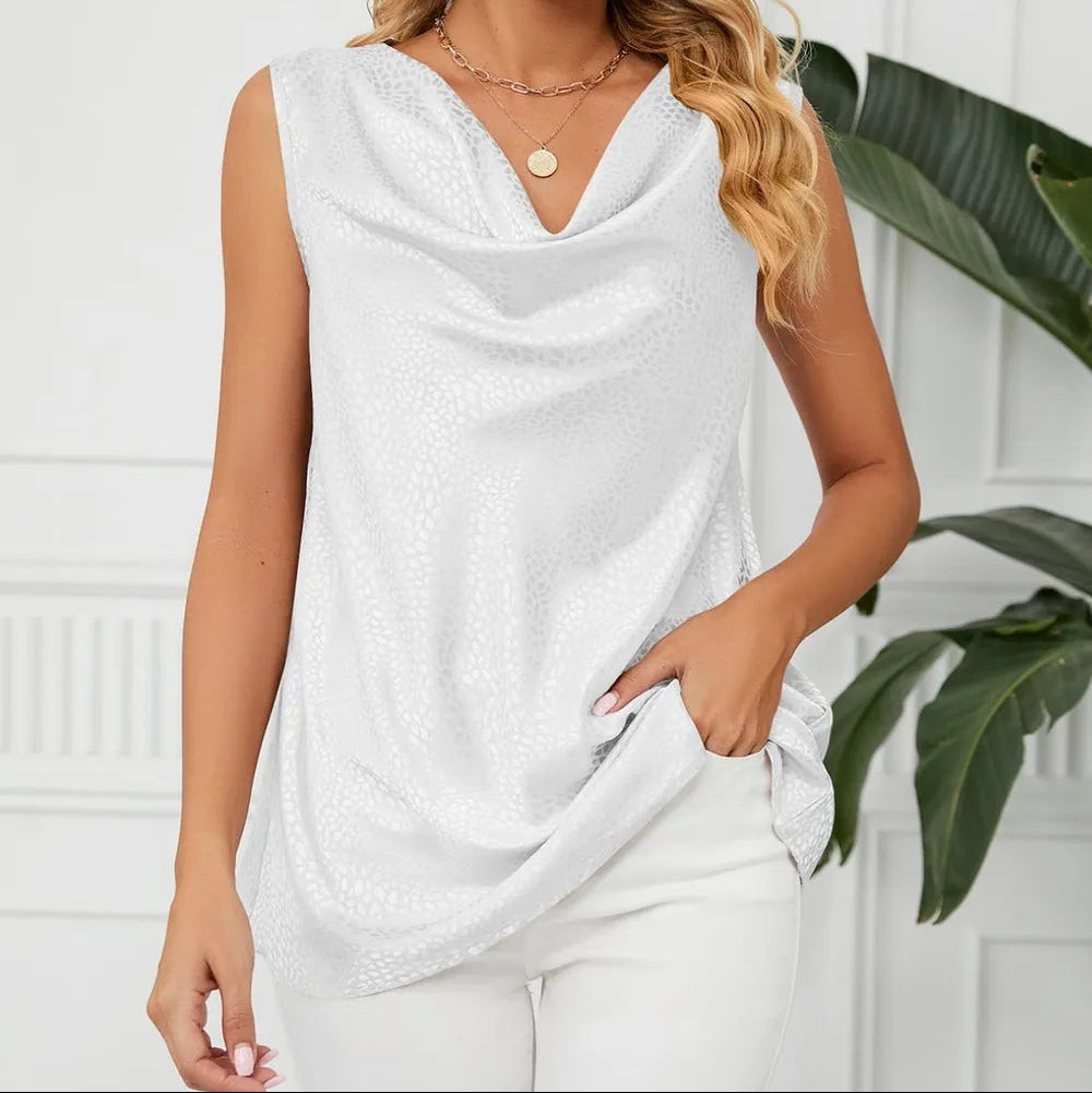 Solid Cowl Neck Top - runwayfashionista.com