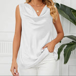 Solid Cowl Neck Top - runwayfashionista.com