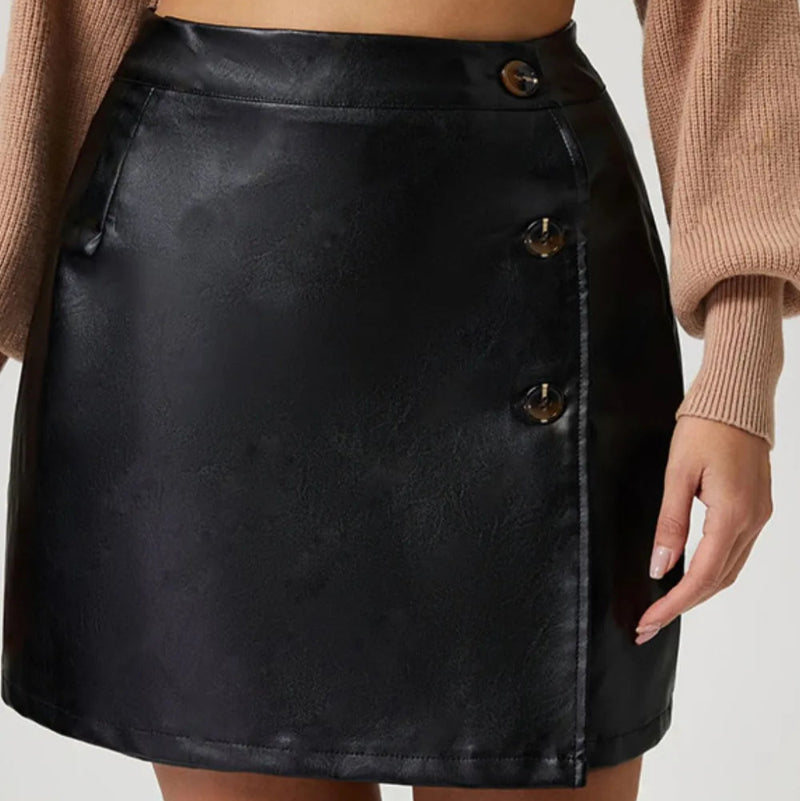 Buttoned High Rise Mini Skirt