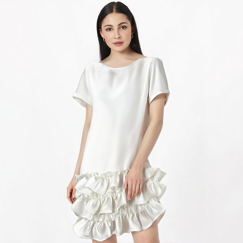 Hepburn Style Ruffle Edge Dress