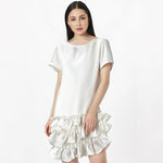 Hepburn Style Ruffle Edge Dress
