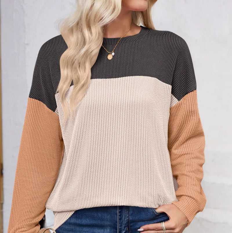 Round Neck Long Sleeve Sweatshirt - Runwayfashionista.com