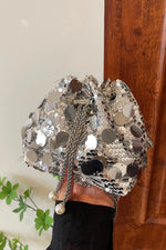 Drawstring Sequin Crossbody Bag - rnwayfashionista.com