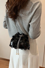 Drawstring Sequin Crossbody Bag - rnwayfashionista.com