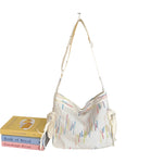 Contrast Texture Shoulder Bag - Runwayfashionista.com