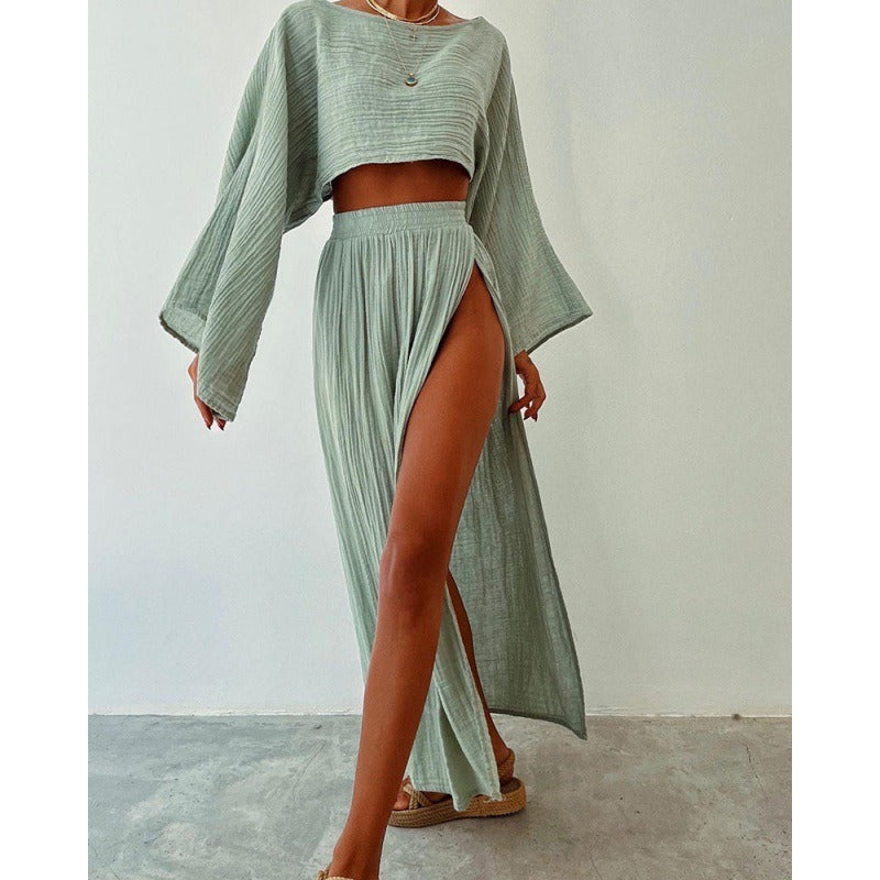 Effortless Elegance: The Linen-Blend Two-Piece Set Reveal - light green