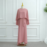 Elegant Fitted Waist Long Robe Cape Two-Piece Set
