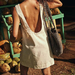 Backless Sleeveles Dresses - white