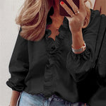Elegant Long Sleeved Ruffled Lantern Blouse