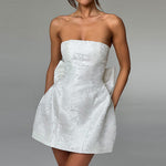 Tube Top Mini Dress With Big Bow - white