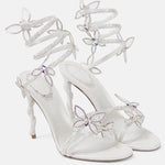 Snake Butterfly Rhinestone Flower Stiletto Heels