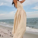 V-neck Suspender Split Midi Dress