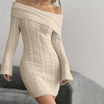 Off Shoulder Long Sleeve Mini Club Dress