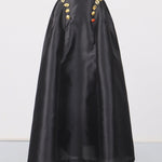 Irregularly Shaped Button-decorated Pleated Midi Skirt