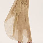 Champagne Pleated Dolman Sleeve Maxi Dress