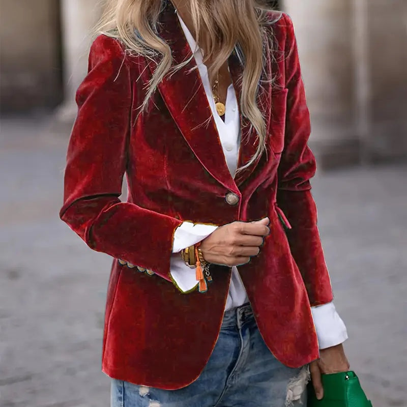 Luxe Velvet Single-Breasted Slim Fit Jacket