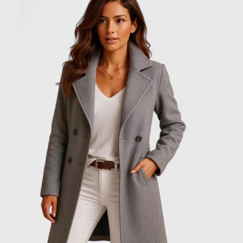 Single-breasted Mid-length Coat With Pockets - grey