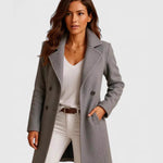 Single-breasted Mid-length Coat With Pockets - grey
