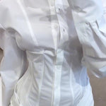 White Pleated Long Sleeve Mini Shirt Dress