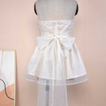 Strapless Shimmer Bow-Back Mini Dress - white