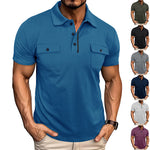 Lapel Button Polo Shirt With Pockets