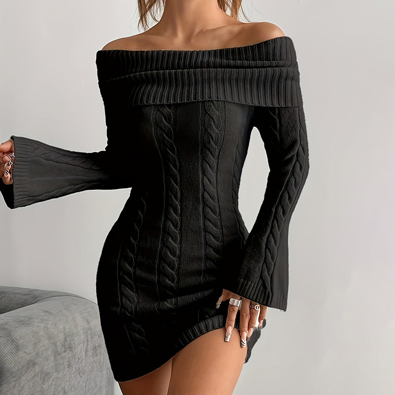 Off Shoulder Long Sleeve Mini Club Dress