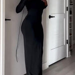 Sexy Long Sleeve Halter Maxi Dress