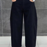 Black 3D Tailored Wide-Leg Cropped Pants